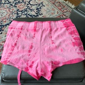 Juicy Couture velvet tie die shorts in pink, size Medium